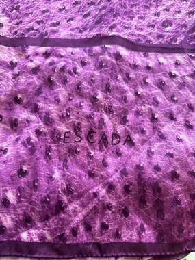 Escada Purple Ostrich Print 100% Silk Scarf Made in Italy 70" Long